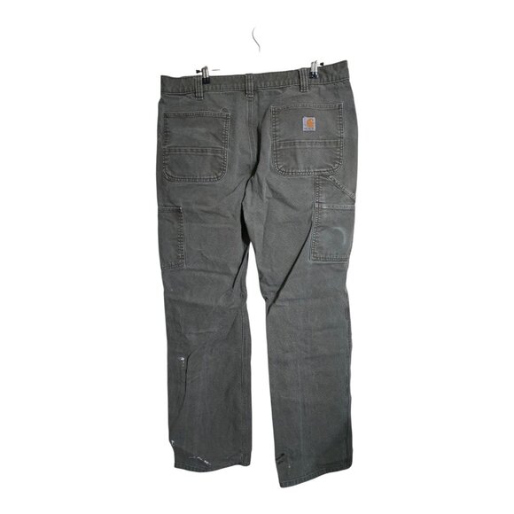 Carhartt Rugged Flex Duck Utility Work Pants Mens 36x34 Gray Relaxed Fit Stains - Picture 1 of 12